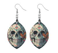 Boucles d'oreilles squelette de la mort en bois pour femme, bijoux vintage élégants en bois, boucles d'oreilles légères pour mariage, fête, cadeau de tous les jours, Apricot shaped, Bois, Bois.