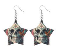 Boucles d'oreilles squelette de la mort en bois pour femme, bijoux vintage élégants en bois, boucles d'oreilles légères pour mariage, fête, cadeau de tous les jours, Love, Bois, Bois.
