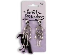 Boucles d'oreilles squelette en argent - Accessoire effrayant pour Halloween