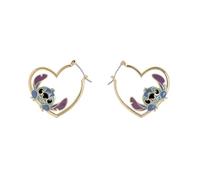 Boucles d'oreilles Stitch Love Heart Huggie, taille unique, Laiton/base, Pas de gemme