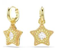 Boucles d'oreilles Sublima, taille ronde, étoile, lilas, finition or 18 carats