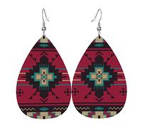 Boucles d'oreilles sud-ouest américaines pour femmes, boucles d'oreilles vintage en cuir sud-ouest américain pendantes légères boucles d'oreilles en forme de larme bijoux pour femmes filles