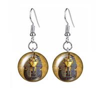 Boucles d'oreilles sur le thème du pharaon égyptien de Toutankhamon disponibles dans les styles à clipser, clous et gouttes., 1.2cm x 1.2cm, Acier inoxydable