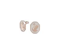 Clous d'oreilles Signum, boucles d'oreilles octogonales, métal plaqué de ton or rosé, incolore et blanc