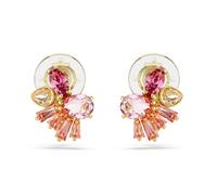 Swarovski – Boucles d'oreilles à clips – Fleurs, rose, cristal, plaqué or, zircon