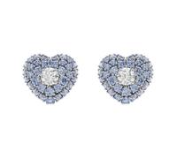 Boucles d'oreilles - Swarovski - Hyperbola - Coeur bleu - Cristal blanc - Élégantes et scintillantes