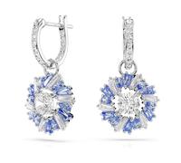 Pendants d'oreilles Idyllia, Tailles variées, Fleur, Bleues, Métal rhodié OS
