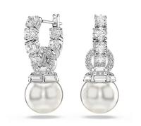 Boucles d'oreilles - Swarovski - Matrix Pearl - Métal rhodié - Cristaux blancs - Créoles élégantes
