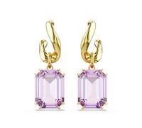 Pendants d'oreilles Millenia, Taille octogonale, Violets, Placage de ton or