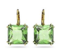 Swarovski Pendants d'oreilles Millenia, Taille Carré, Vertes, Placage de ton or