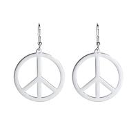 Boucles d'oreilles Symbole de la paix Boucles d'oreilles géométriques Grandes Rondes Hippie Studs Bijoux Accessoires Filles Femmes (Argent)