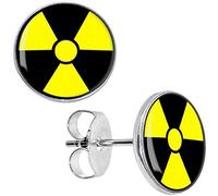 Boucles d'Oreilles Symbole Radioactivité 10mm Clous Logo Trisecteur