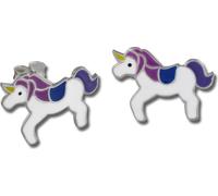 Boucles d'oreilles Teenie-Weenie pour enfants 925 argent coloré Licorne SDO8141W