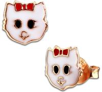 Boucles d'oreilles Teenie-Weenie tête de chat enfants argent 333 or rose SDO8169E