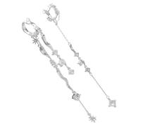 Boucles d'oreilles tendance à longues glands avec étoile asymétrique pour oreilles non percées pour un usage quotidien décontracté