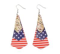 Boucles d'oreilles tendance à plusieurs couches imprimées mettant en valeur les drapeaux américains à paillettes pour les fêtes et le quotidien patriotique