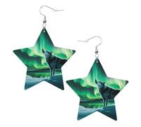 Boucles d'oreilles tendance avec motif loups hurlant dans les aurores boréales, élégantes et belles, légères pour femmes et filles, taille unique, Cuir