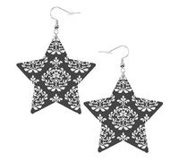 Boucles d'oreilles tendance damassées pour femme, boucles d'oreilles pendantes célestes en forme d'étoile pour une utilisation polyvalente, One Size, Cuir