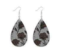 Boucles d'oreilles tendance en bois africain, style ethnique, boucles d'oreilles ethniques naturelles pour usage quotidien occidental, cadeau vintage, rose, fleur, ardoise, gris arètes de madera para