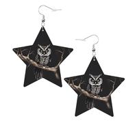 Boucles d'oreilles tendance en cuir étoilé, parfaites pour les décorations de fête ou les cadeaux. Chouette de fin de nuit blanche, One Size, Polychlorure de vinyle Cuivre Argent, Pas de gemme