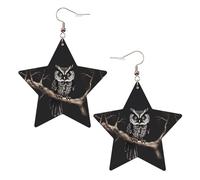 Boucles d'oreilles tendance en cuir étoilé, parfaites pour les décorations de fête ou les cadeaux. Chouette de fin de nuit blanche, One Size, polychlorure de vinyle cuivre argent, Pas de gemme