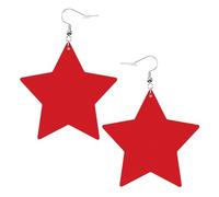 Boucles d'oreilles tendance en cuir étoilé, parfaites pour les décorations de fête ou les cadeaux. Couleur unie rouge et blanc, One Size, polychlorure de vinyle cuivre argent, Pas de gemme