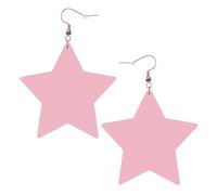 Boucles d'oreilles tendance en cuir étoilé, parfaites pour les décorations de fête ou les cadeaux. Couleur unie rose et blanc, One Size, polychlorure de vinyle cuivre argent, Pas de gemme