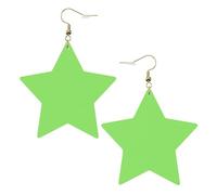 Boucles d'oreilles tendance en cuir étoilé, parfaites pour les décorations de fête ou les cadeaux. Couleur unie vert clair blanc, One Size, polychlorure de vinyle cuivre argent, Pas de gemme