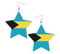 Boucles d'oreilles tendance en cuir étoilé, parfaites pour les décorations de fête ou les cadeaux. Drapeau des Bahamas blanc, One Size, polychlorure de vinyle cuivre argent, Pas de gemme