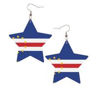 Boucles d'oreilles tendance en cuir étoilé, parfaites pour les décorations de fête ou les cadeaux. Drapeau du Cap-Vert blanc, One Size, polychlorure de vinyle cuivre argent, Pas de gemme