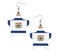 Boucles d'oreilles tendance en cuir étoilé, parfaites pour les décorations de fête ou les cadeaux. Drapeau de Virginie occidentale blanc, One Size, polychlorure de vinyle cuivre argent, Pas de gemme