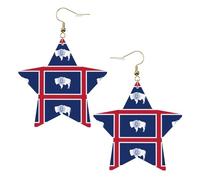 Boucles d'oreilles tendance en cuir étoilé, parfaites pour les décorations de fête ou les cadeaux. Drapeau de l'État du Wyoming blanc, One Size, polychlorure de vinyle cuivre argent, Pas de gemme