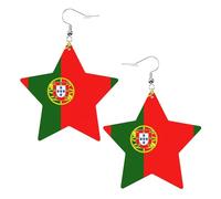 Boucles d'oreilles tendance en cuir étoilé, parfaites pour les décorations de fête ou les cadeaux. Drapeau portugais blanc, One Size, polychlorure de vinyle cuivre argent, Pas de gemme
