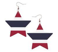 Boucles d'oreilles tendance en cuir étoilé, parfaites pour les décorations de fête ou les cadeaux. Drapeau de la Thaïlande blanc, One Size, Polychlorure de vinyle Cuivre Argent, Pas de gemme