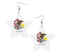 Boucles d'oreilles tendance en cuir étoilé, parfaites pour les décorations de fête ou les cadeaux. Drapeau de l'État de l'Illinois blanc, One Size, polychlorure de vinyle cuivre argent, Pas de gemme