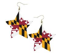 Boucles d'oreilles tendance en cuir étoilé, parfaites pour les décorations de fête ou les cadeaux. Drapeau de l'État du Maryland blanc, One Size, Polychlorure de vinyle Cuivre Argent, Pas de gemme