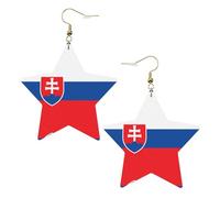 Boucles d'oreilles tendance en cuir étoilé, parfaites pour les décorations de fête ou les cadeaux. Drapeau de la Slovaquie blanc, One Size, Polychlorure de vinyle Cuivre Argent, Pas de gemme