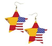 Boucles d'oreilles tendance en cuir étoilé, parfaites pour les décorations de fête ou les cadeaux. Drapeau espagnol américain blanc, One Size, Polychlorure de vinyle Cuivre Argent, Pas de gemme