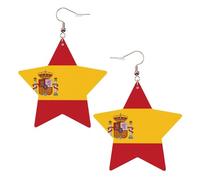 Boucles d'oreilles tendance en cuir étoilé, parfaites pour les décorations de fête ou les cadeaux. Drapeau espagnol blanc, One Size, Polychlorure de vinyle Cuivre Argent, Pas de gemme