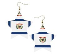 Boucles d'oreilles tendance en cuir étoilé, parfaites pour les décorations de fête ou les cadeaux. Drapeau de Virginie occidentale blanc, One Size, polychlorure de vinyle cuivre argent, Pas de gemme