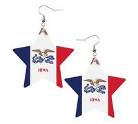 Boucles d'oreilles tendance en cuir étoilé, parfaites pour les décorations de fête ou les cadeaux. Drapeau de l'État de l'Iowa blanc, One Size, polychlorure de vinyle cuivre argent, Pas de gemme
