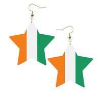 Boucles d'oreilles tendance en cuir étoilé, parfaites pour les décorations de fête ou les cadeaux. Drapeau de la Côte d'Ivoire Blanc, One Size, polychlorure de vinyle cuivre argent, Pas de gemme