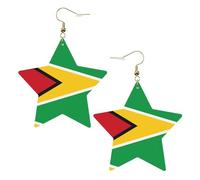 Boucles d'oreilles tendance en cuir étoilé, parfaites pour les décorations de fête ou les cadeaux. Drapeau de la Guyane blanc, One Size, polychlorure de vinyle cuivre argent, Pas de gemme