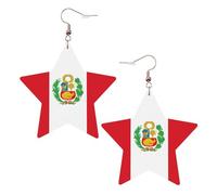 Boucles d'oreilles tendance en cuir étoilé, parfaites pour les décorations de fête ou les cadeaux. Drapeau du Pérou blanc, One Size, Polychlorure de vinyle Cuivre Argent, Pas de gemme