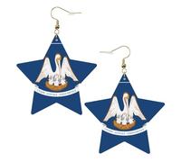 Boucles d'oreilles tendance en cuir étoilé, parfaites pour les décorations de fête ou les cadeaux. Drapeau de l'État de Louisiane blanc, One Size, polychlorure de vinyle cuivre argent, Pas de gemme