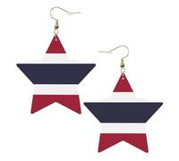 Boucles d'oreilles tendance en cuir étoilé, parfaites pour les décorations de fête ou les cadeaux. Drapeau de la Thaïlande blanc, One Size, Polychlorure de vinyle Cuivre Argent, Pas de gemme