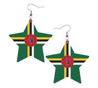 Boucles d'oreilles tendance en cuir étoilé, parfaites pour les décorations de fête ou les cadeaux. Drapeau du Commonwealth de Dominique blanc, One Size, polychlorure de vinyle cuivre argent, Pas de
