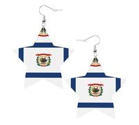 Boucles d'oreilles tendance en cuir étoilé, parfaites pour les décorations de fête ou les cadeaux. Drapeau de Virginie occidentale blanc, One Size, polychlorure de vinyle cuivre argent, Pas de gemme