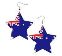 Boucles d'oreilles tendance en cuir étoilé, parfaites pour les décorations de fête ou les cadeaux. Drapeau australien blanc, One Size, Polychlorure de vinyle Cuivre Argent, Pas de gemme
