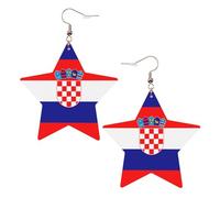 Boucles d'oreilles tendance en cuir étoilé, parfaites pour les décorations de fête ou les cadeaux. Drapeau de la République de Croatie blanc, One Size, Polychlorure de vinyle Cuivre Argent, Pas de